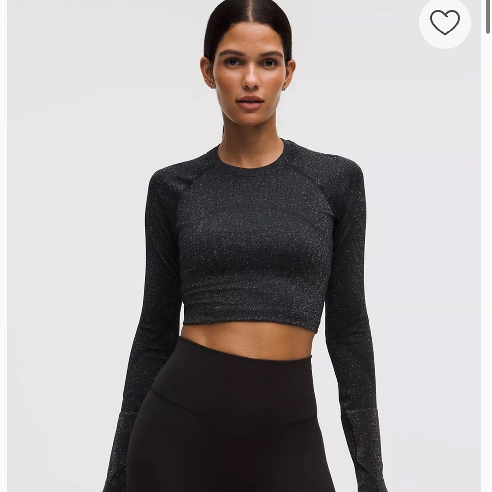 lululemon athletica Black Sparkle Long-Sleeve Cropped Top